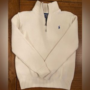 Ralph Lauren polo ivory sweater half zip, boys large (14-16)